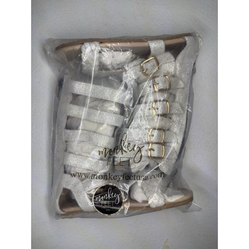 NEW Monkey Feet Silver Gladiator Strappy Silver & Gold Sandals Girls 1/2 7030